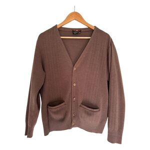 Vintage Brown Grandpa Cardigan Button Front Knit Cozy Normcore